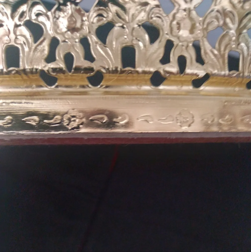 Vanity Tray Vintage Filagree Metal Mirrored - Picture 5 of 7